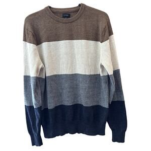J Crew Men Color Block Sweater Sz M Cotton Wool Blend Crew Neck Preppy Academia